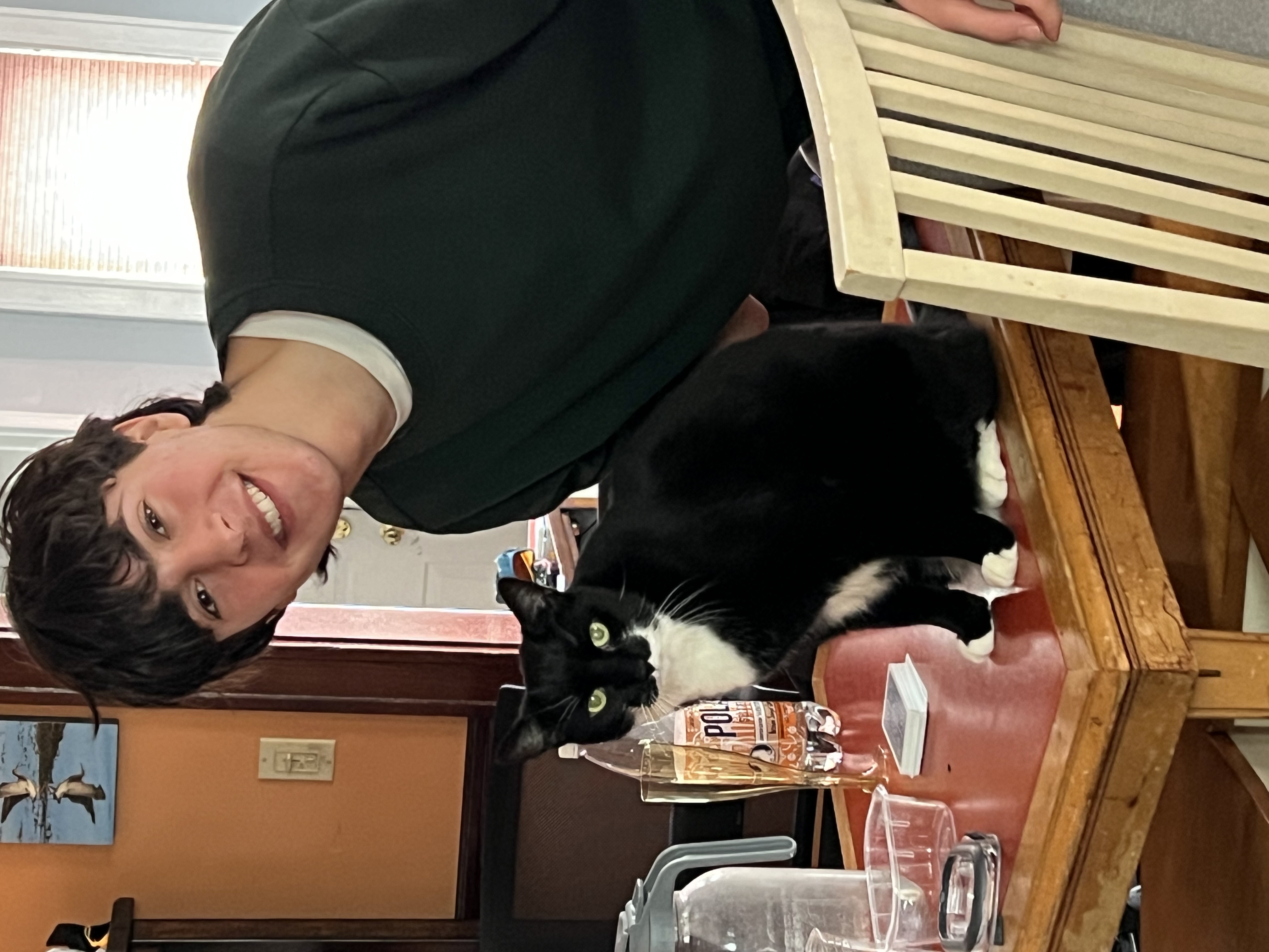Nate next to a cat